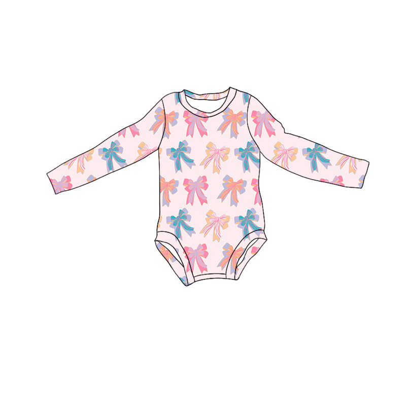 10.19 custom each style moq 5 eta 4-6week Sibling Sister bow pink baby girls clothes long sleeve top and long sleeve romper match family design