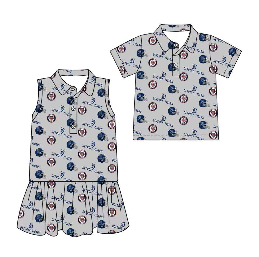 Custom moq 5 mix size milk silk summer teams Grey Sleeveless Dress for Baby Girl Short-Sleeved Polo Shirt