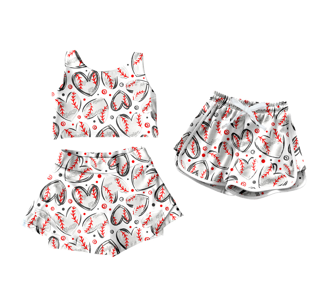 4.18 custom each style moq 5eta 4-6week Sibling Sisters love baseball baby girls clothes Short sleeve yoga dress and shorts match family design