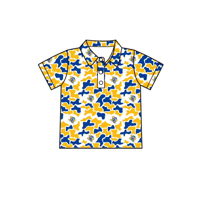 custom moq 5 mix size MSD073009 Baby Boys Camo Print Short Sleeve Polo Shirt Team Tops