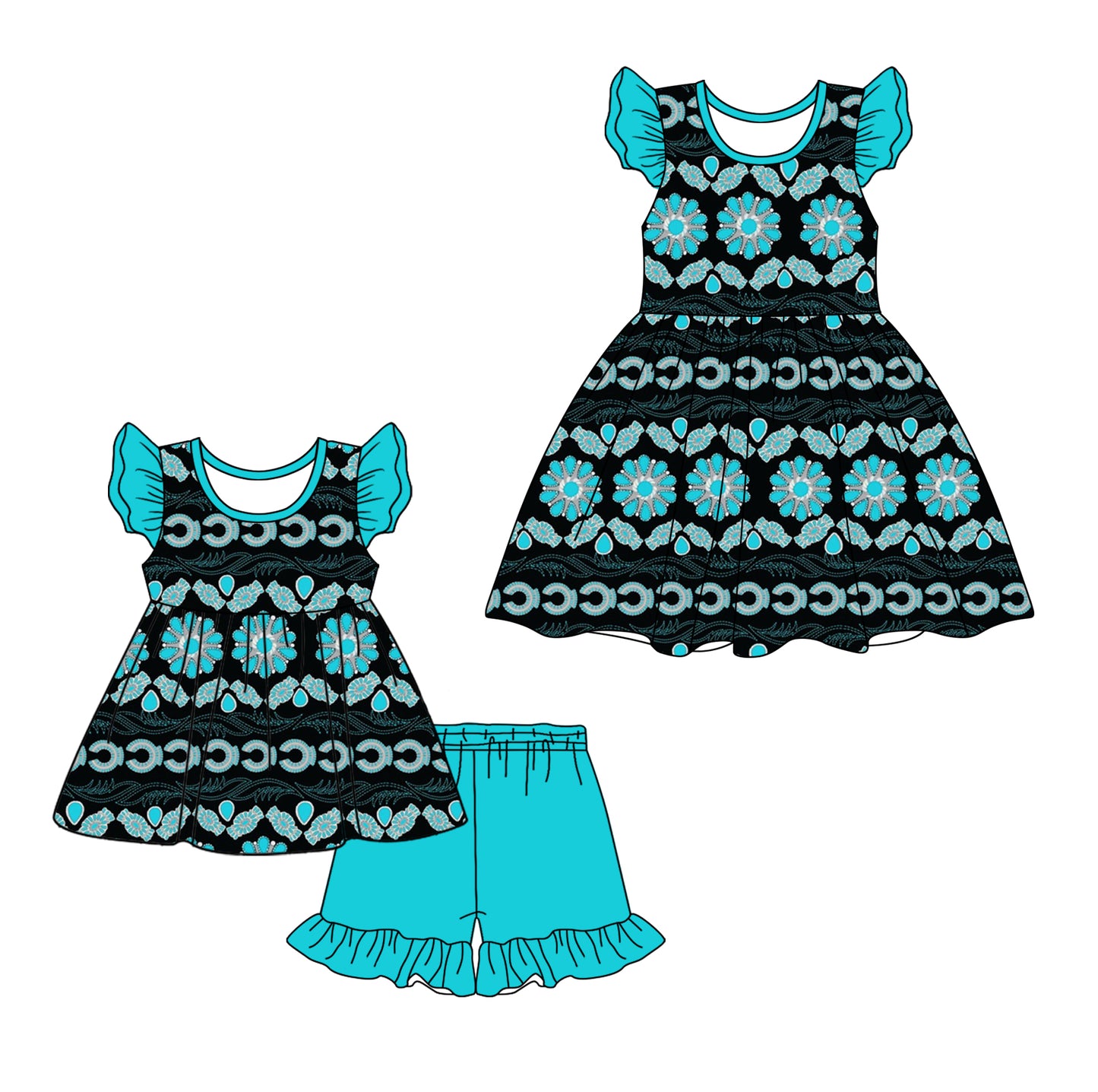 12.23 custom each style moq 5eta 4-6week Sibling Sister baby girl short sleeve shorts sets and dresses match design