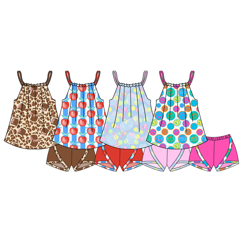 4.9  Custom moq 5 mix size Sibling Baby Girl Sleeveless Top And Shorts Set Cute Casual Outfit