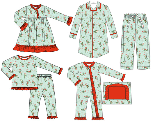 25.6.28 custom each style moq 5eta 4-6week Sibling Sisters Christmas baby girl long sleeve pants sets and adult top and adult pants and romper and dress match family design