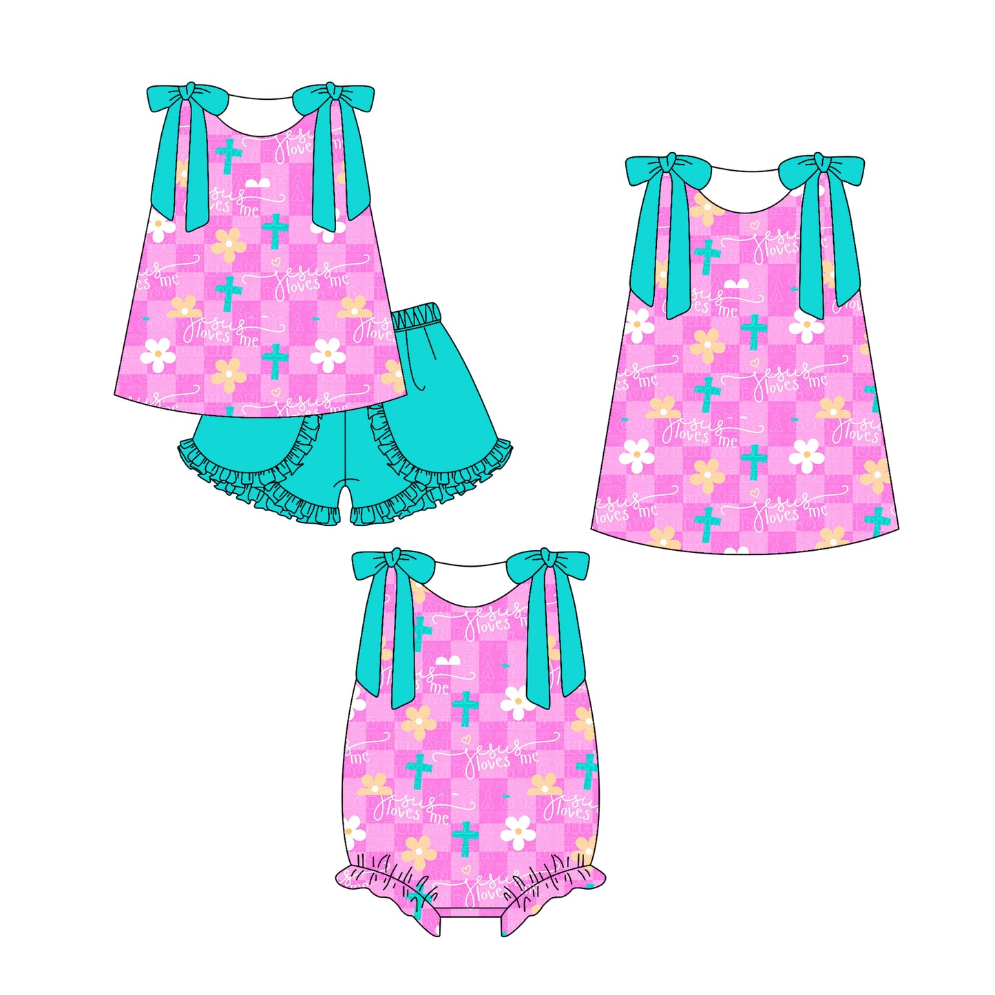25.12.20 custom each style moq 5 eta 6-8week Sibling Sister easter floral baby short sleeve shorts sets and romper and dress match design