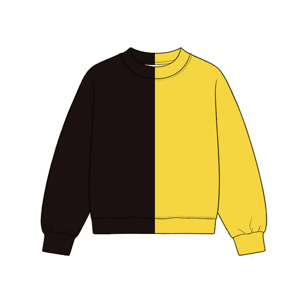 Custom moq 5 girls  Blank Cotton Black + Mustard Yellow Sweatshirt