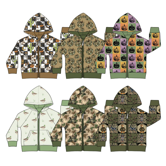 4.14 Custom moq 5 mix size Sibling Baby Camo Long Sleeve Pockets Zipper Hoodie Tops