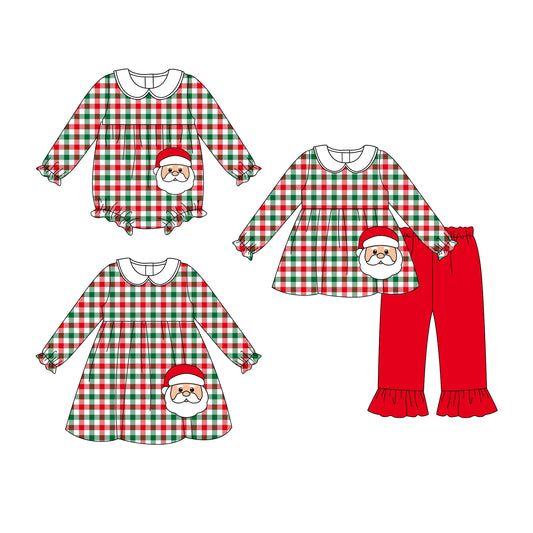 25.6.24 custom each style moq 5eta 4-6week Sibling Sisters Christmas baby girl long sleeve pants sets and dress and rompers match family design