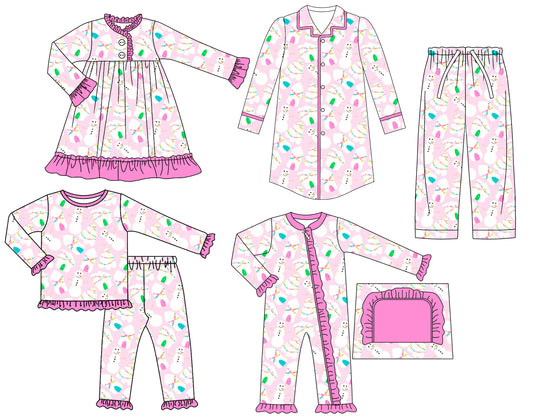 25.7.1 custom each style moq 5eta 4-6week Sibling Sisters baby girl long sleeve pants sets and adult top and adult pants and romper and dress match family design