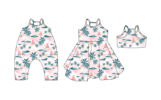 3.19 custom each style moq 5eta 4-6week Sibling Sisters baby girl short sleeve dress and rompers match family design
