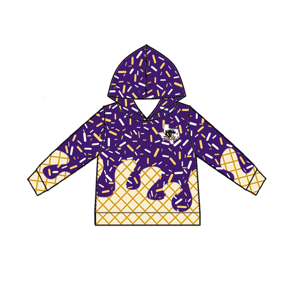 Custom moq 5 mix size milk silk summer teams baby girls clothes bow purple hooded long sleeve pants sets and dress and top and hooded top and pant-25.8.12