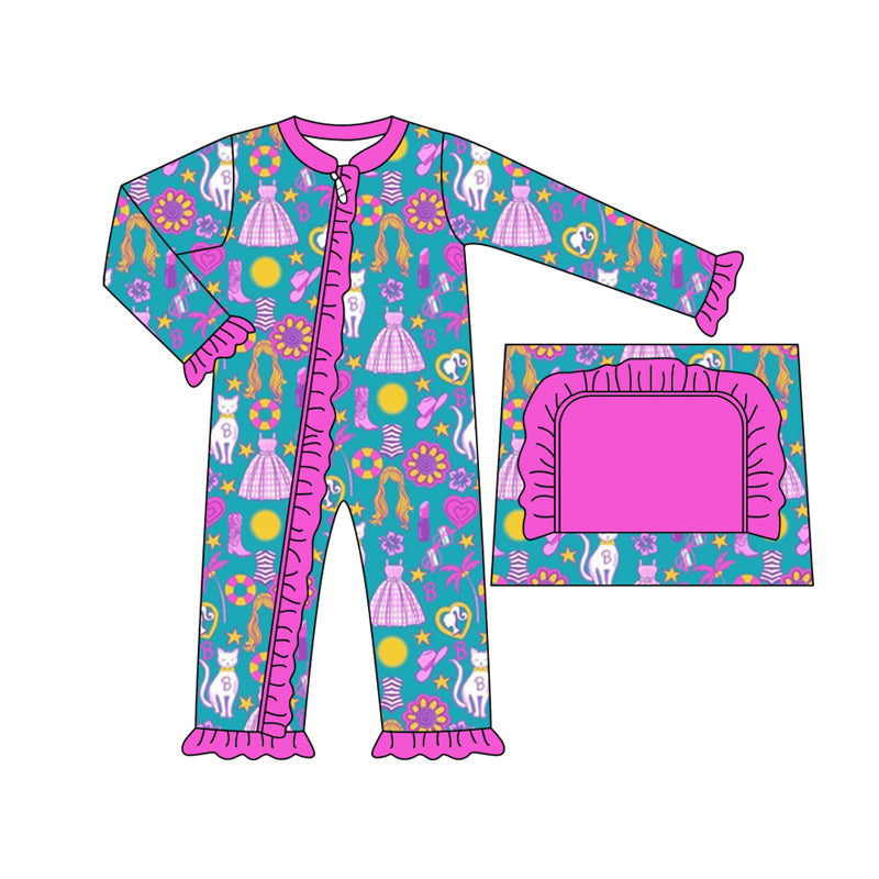 7.31 custom each style moq 5eta 4-6week Sibling Sister blue baby girls sets and dress and rompers match family design