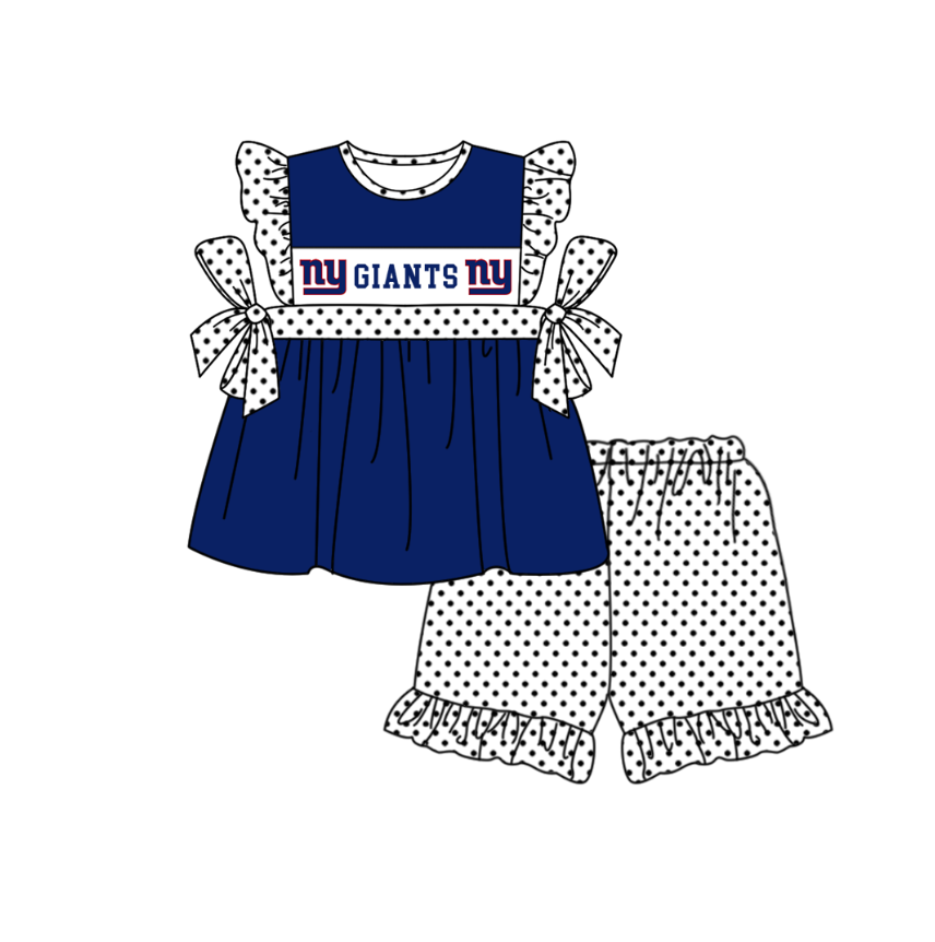 Custom moq 5 mix size milk silk summer teams baby girl boys clothes Dark blue short sleeve shorts sets 2  and dress and rompers 2 series