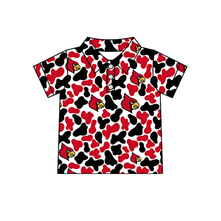 Custom moq 5 mix size summer teams Baby Boys Camo Print Short Sleeve Button Polo Top
