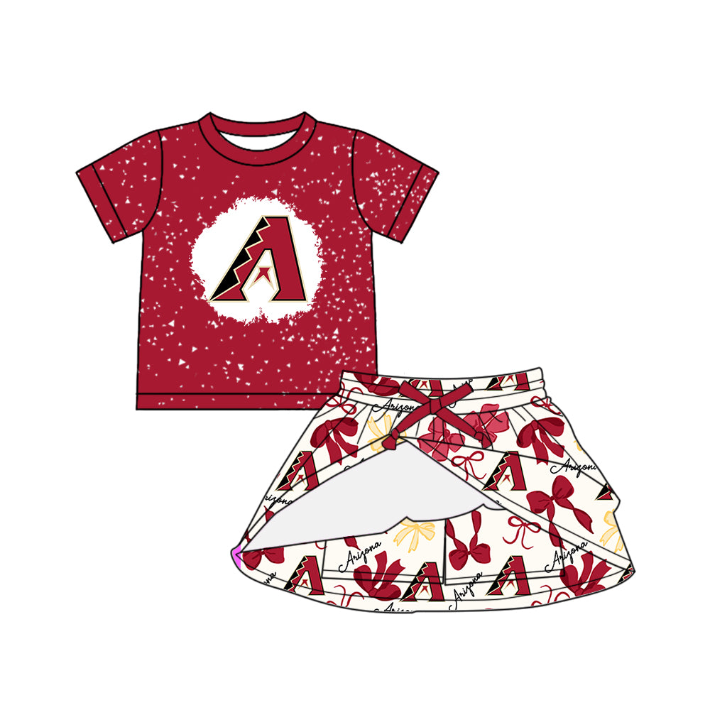Custom moq 5 mix sizes summer teams baby girls clothes team red short sleeve skirts shorts sets dress 1 and dress 2 and dress 3 and dress 4-25.5.21