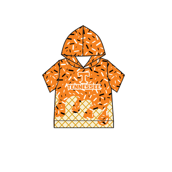 Custom summer teams baby girls clothes team orange hooded long sleeve tops and short sleeve top and dress and pants and shorts-25.5.28