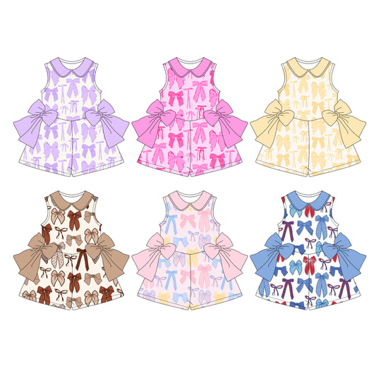 4.1 custom each style moq 5eta 4-6week Sibling Sisters baby girl short sleeve jumpsuit 1 and jumpsuit 6 match family design