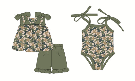 2.25 custom each style moq 5eta 4-6week Sibling Sister duck baby girl short sleeve shorts sets and romper match design