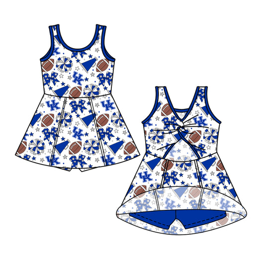 Custom moq 5 mix size milk silk summer teams Baby Girls Blue Bows Shorts Knee-Length Dress Yoga Active Clothing