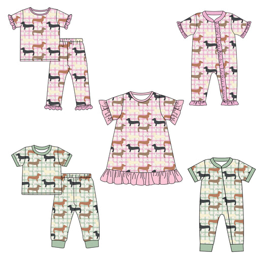4.3 custom each style moq 5eta 4-6week Sibling Sister puppy baby girl short sleeve pant sets and sets 2 and boy romper and girl romper and dress match design