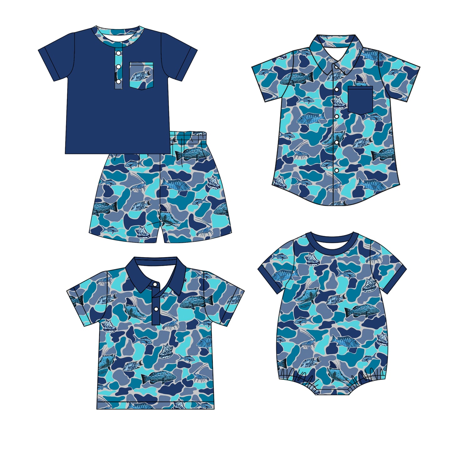 25.12.18 custom each style moq 5 eta 6-8 week Sibling Sister camouflage baby boy short sleeve shorts sets and boy rompers and top 2 match family design