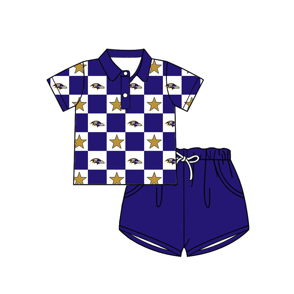 Custom moq 5 mix size milk silk summer teams Checked Star Baby Girl Sleeveless Top Skirt Short Set Dress And Shorts Yoga Outfit Boy's Top Shorts Set Romper