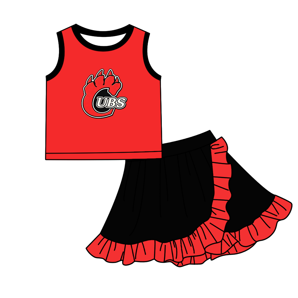 custom moq 5 mix size MSD072709 Baby Girls Sleeveless Top Skort Two Piece Yoga Active Clothes Set