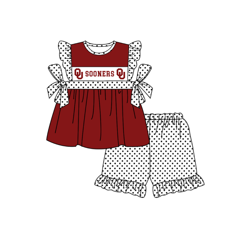 Custom moq 5 mix size milk silk summer teams baby girl boys clothes Dark red short sleeve shorts sets 2  and dress and rompers 2 series