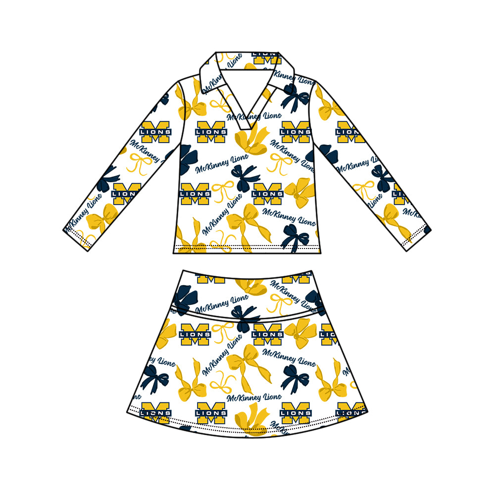 Custom moq 5 mix size milk silk summer teams Girls Polka Dot Top Shorts Set Top Skirt Short Set Zipper Pullover Jogger Pants Set Yellow Pullover Tops