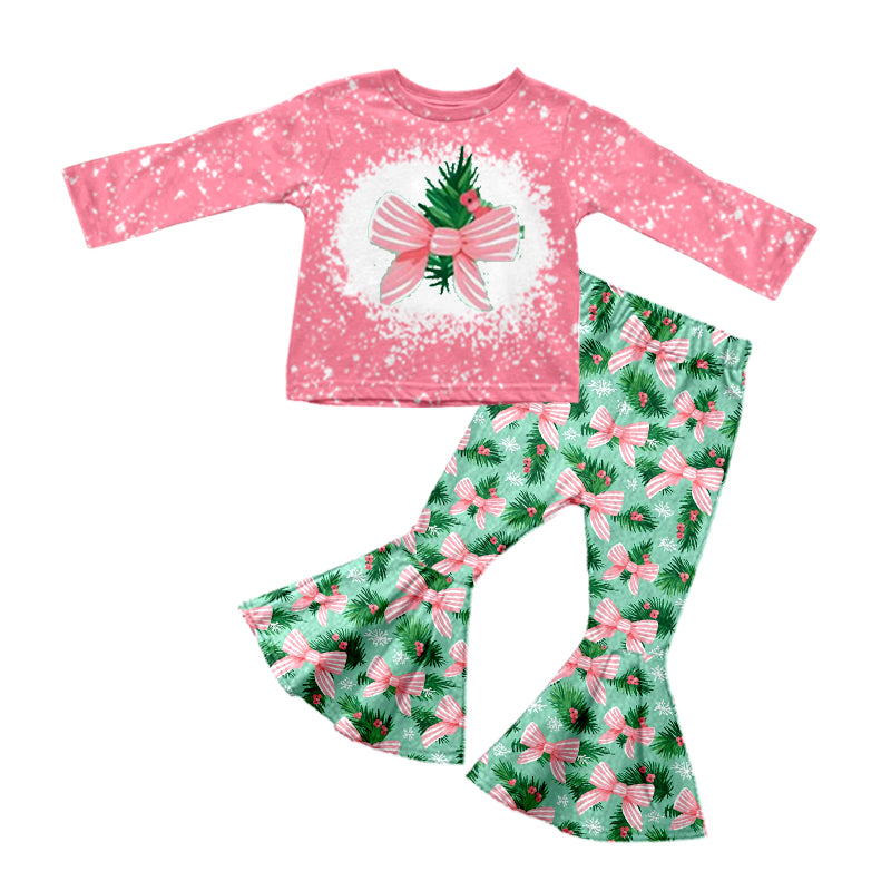 5.25 custom each style moq 5eta 4-5week Sibling Sister Christmas trees bow pink girls outfits and dress match family design
