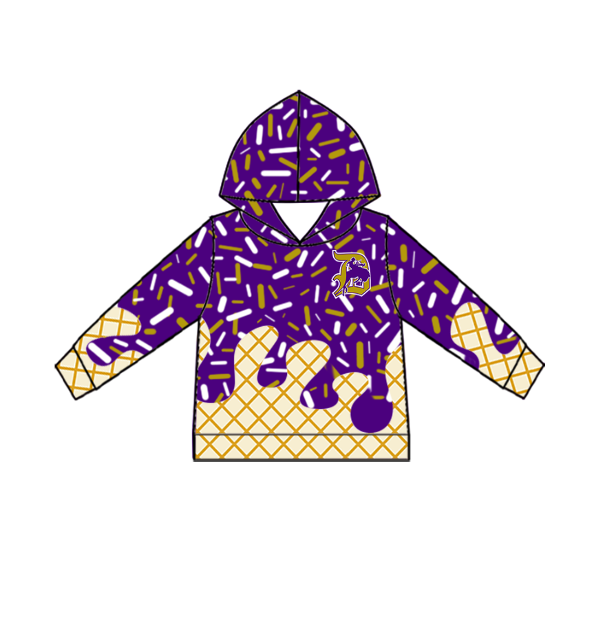Custom moq 5 mix size milk silk baby girls clothes team bow purple hooded long sleeve tops and shorts and jacket-25.7.21