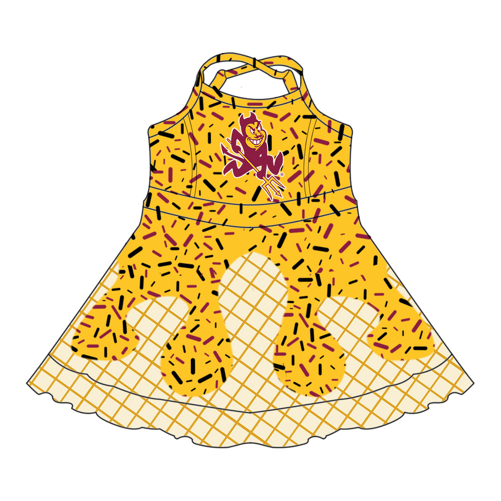 Custom summer teams baby girls clothes team yellow hooded long sleeve tops and short sleeve top and dress and pants and shorts-25.6.2
