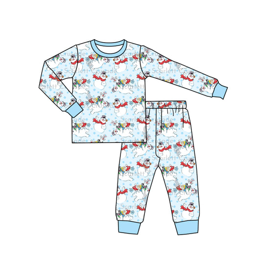 6.19 custom each style moq 5eta 4-6 week Sibling Sister Christmas blue boys outfits and romper match family design