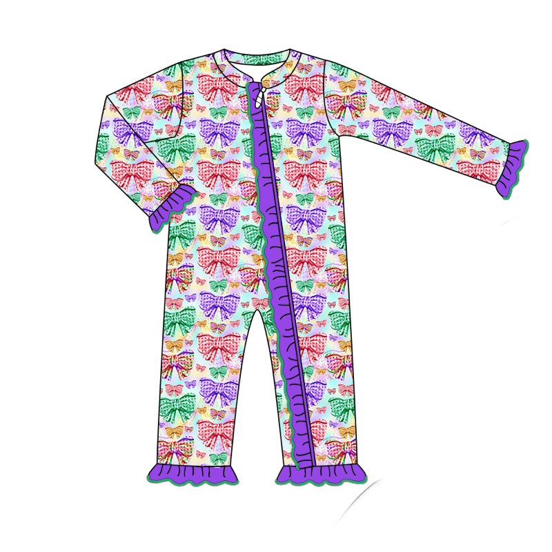 7.23 custom each style moq 5eta 4-6week Sibling Sister bow purple baby girls sets and dress and rompers match family design