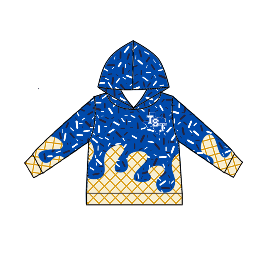 Custom moq 5 mix size milk silk baby girls clothes team blue hooded long sleeve tops and shorts and jacket and top 2-25.7.28