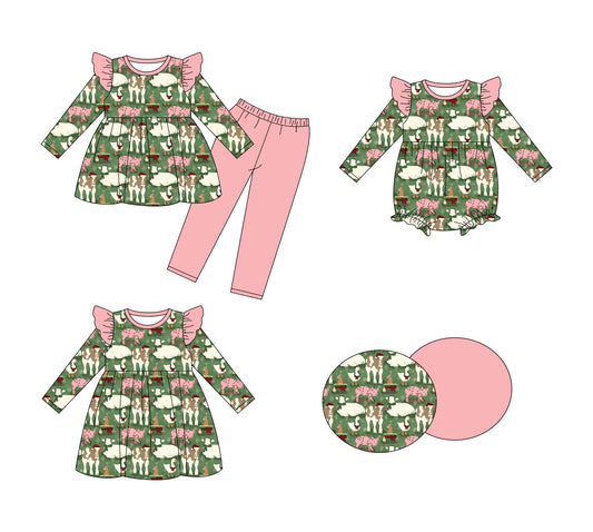 25.8.23 custom each style moq 5eta 4-6week Sibling Sisters Christmas baby girl long sleeve pants sets and dress and rompers match family design