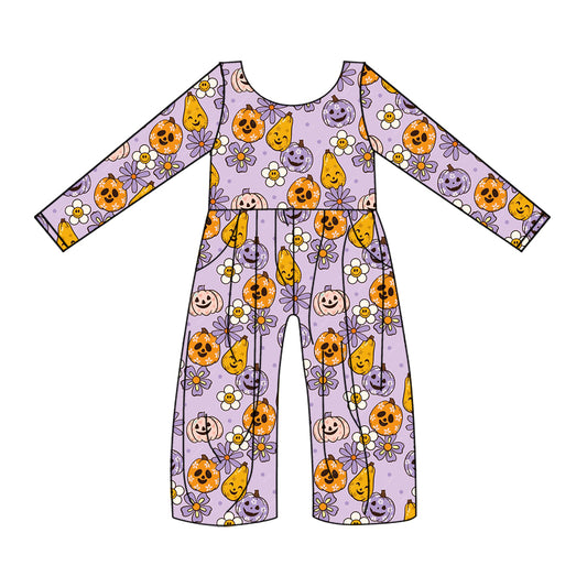 7.5 custom each style moq 5eta 4-6week ghost pumpkin purple long sleeve baby girls jumpsuit