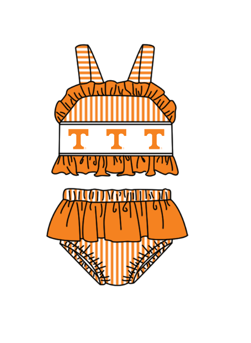 Custom moq 5 mix size milk silk summer teams Baby Girl Orange Two-Piece Swimsuit Set One Piece Swimsuits Boys Swim Trunks