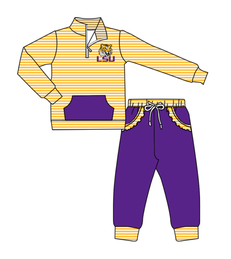 Custom moq 5 mix size milk silk baby girl clothes team purple short sleeve shorts sets and pants sets and romper and top and shorts