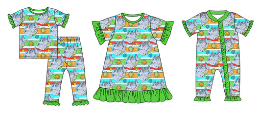 11.29 custom each style moq 5eta 4-6week Sibling Sister dr seuss baby girl sets and dress and rompers match family design