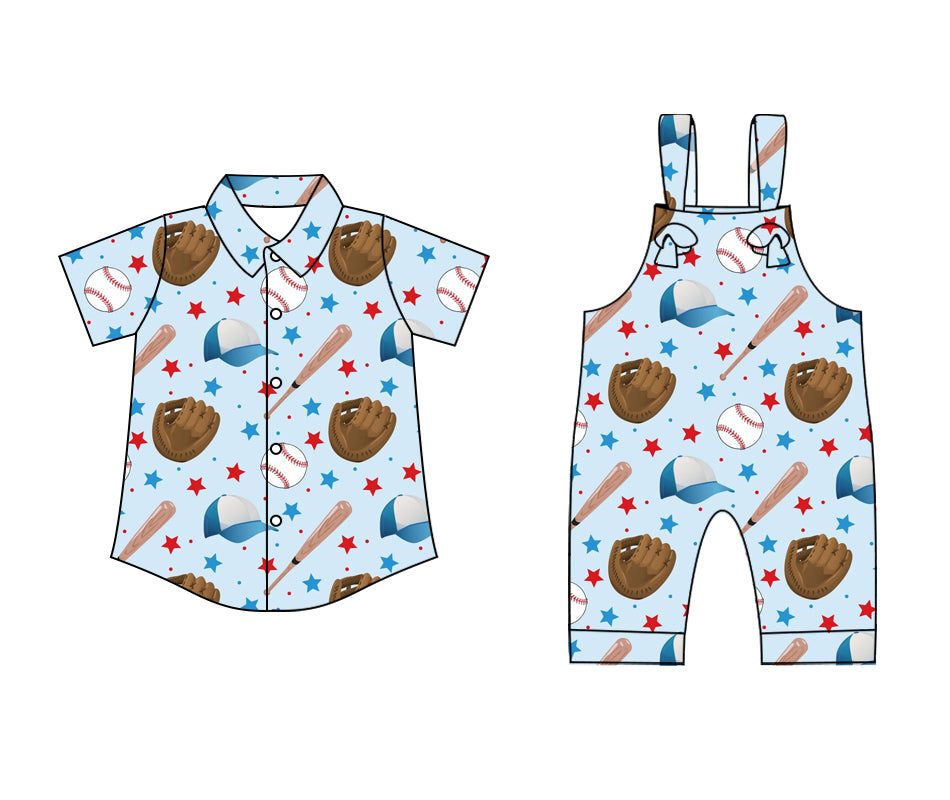 25.12.29 custom each style moq 5 eta 6-8 week Sibling Sister baseball baby boy short sleeve top and jumpsuit match family design