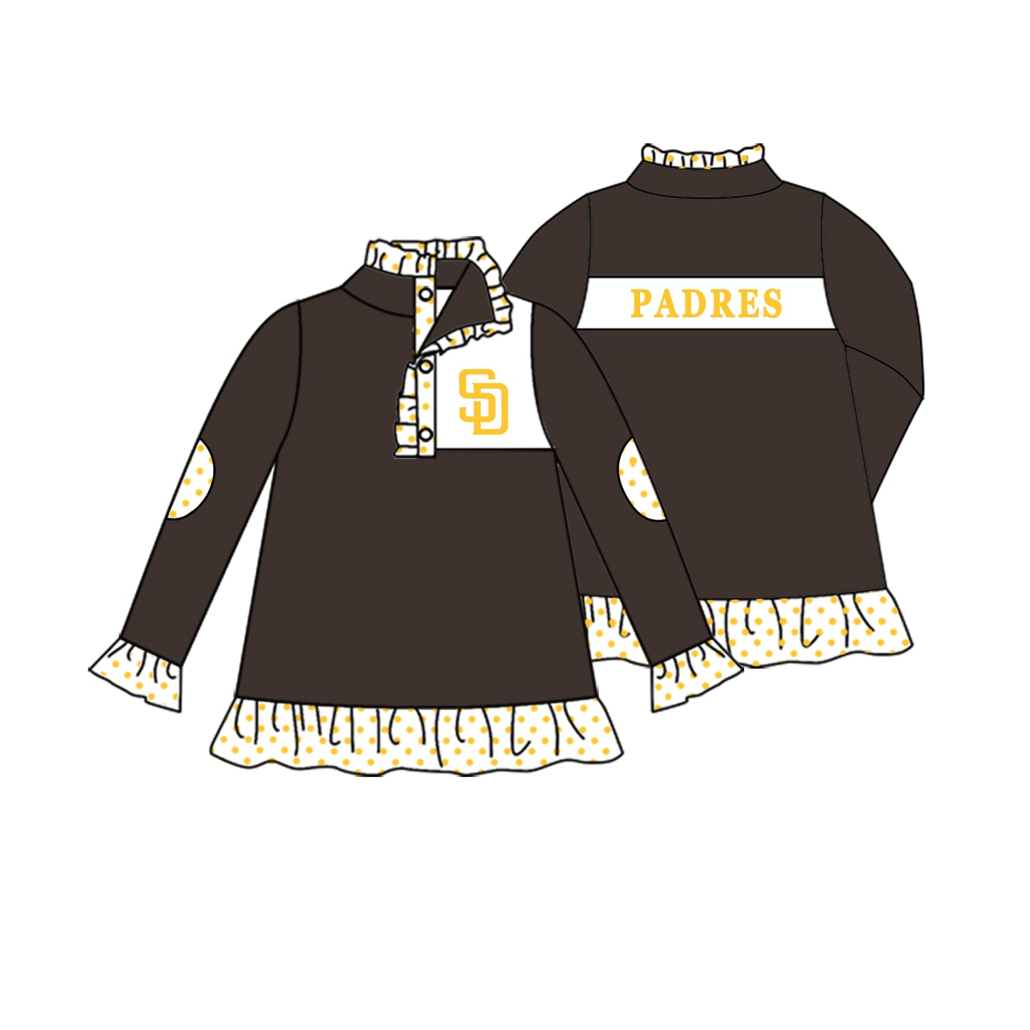 Custom moq 5 mix size milk silk summer teams Girls Long Sleeve Brown Top Matching Short Sleeve Set Boys Tops