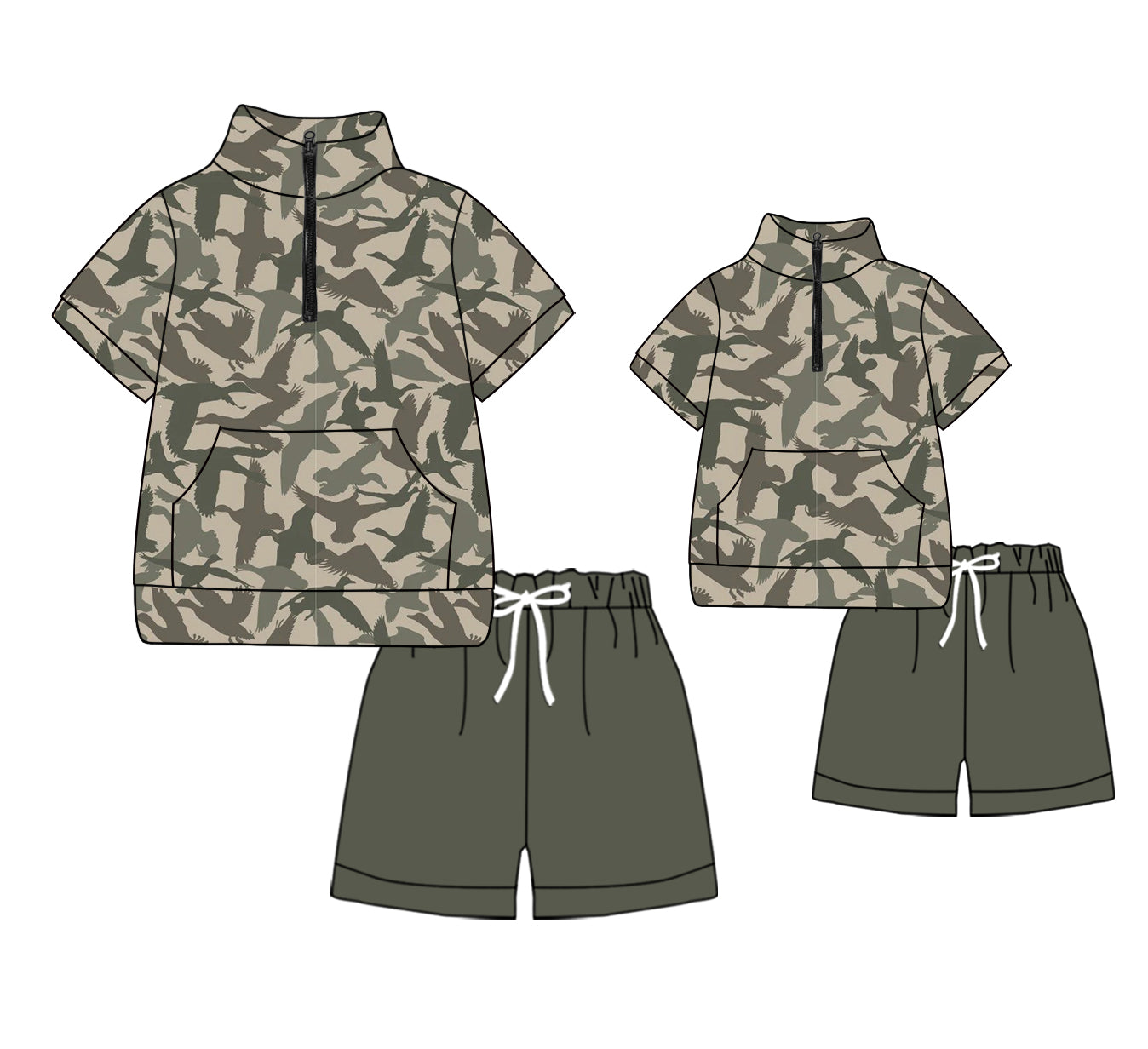 11.13 custom each style moq 5eta 4-6week Sibling Sister duck baby boys short sleeve shorts sets and adult sets match design