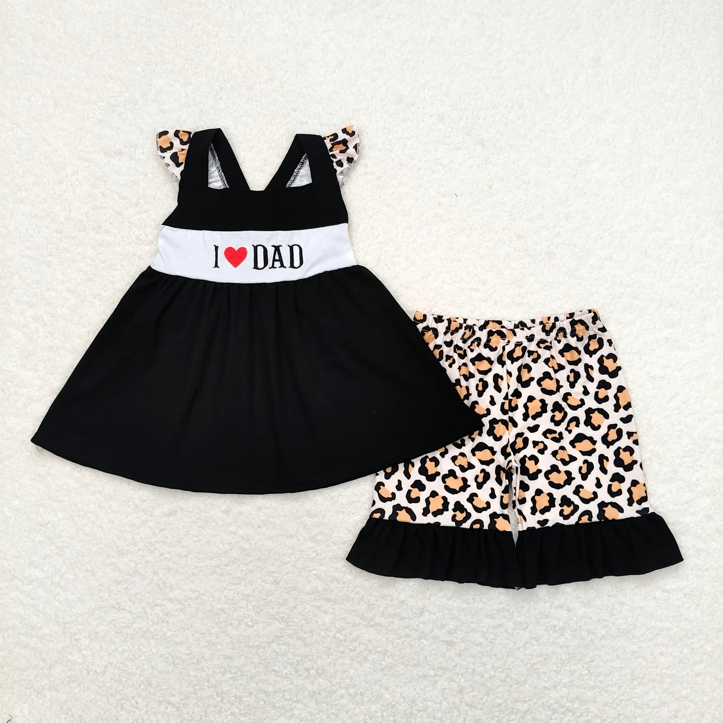 Baby Kids L LOVE DAD Summer Embroidery Sibling Rompers Clothes Set