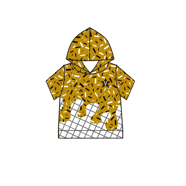 Custom moq 5 mix size milk silk summer teams Baby Camo Hooded Short Sleeve Top and Shorts Set Ice Cream Drips Hooded Top with Matching Shorts