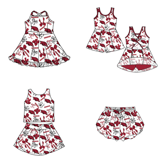 Custom moq 5 mix size milk silk summer teams  Baby Girls Bow Vest Top Skirt Shorts Sets Sleeveless Yoga Knee Length Dresses Yoga Shorts