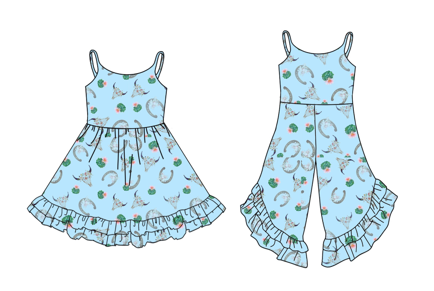 3.1 custom each style moq 5eta 4-6week Sibling Sister cow head floral baby girl dress and jumpsuit match family design