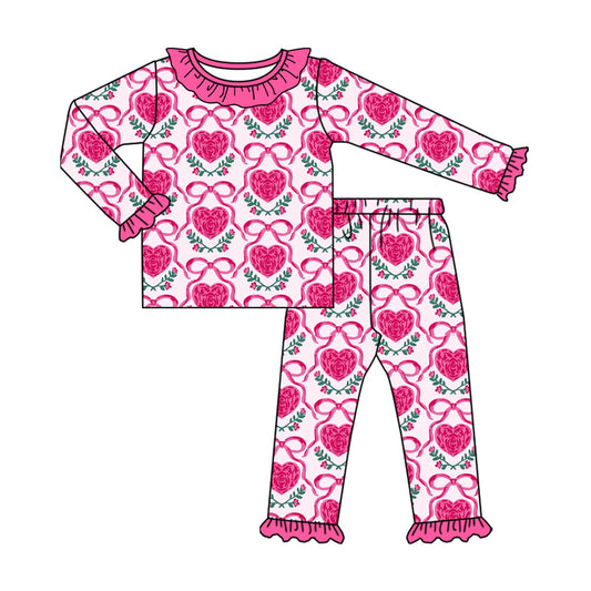 25.9.3 custom each style moq 5eta 4-6week Sibling Sisters love bow floral baby girl clothes long sleeve pants sets and romper match family design