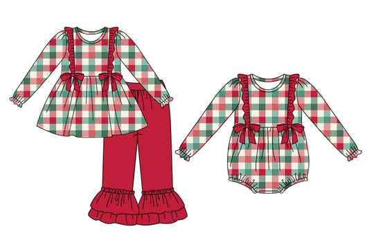 25.6.6 custom each style moq 5eta 4-6week Sibling Sisters Christmas baby girl long sleeve pants sets and rompers match family design