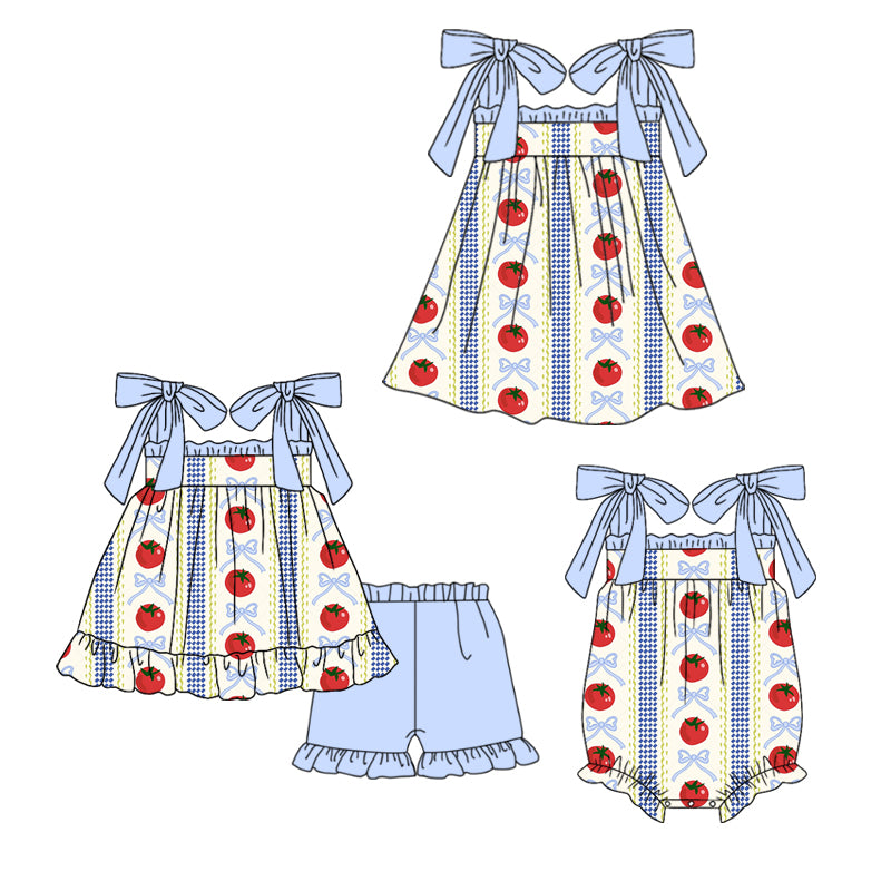 25.11.18 custom each style moq 5 eta 6-8week Sibling Sister bow baby short sleeve shorts sets and romper and dress match design