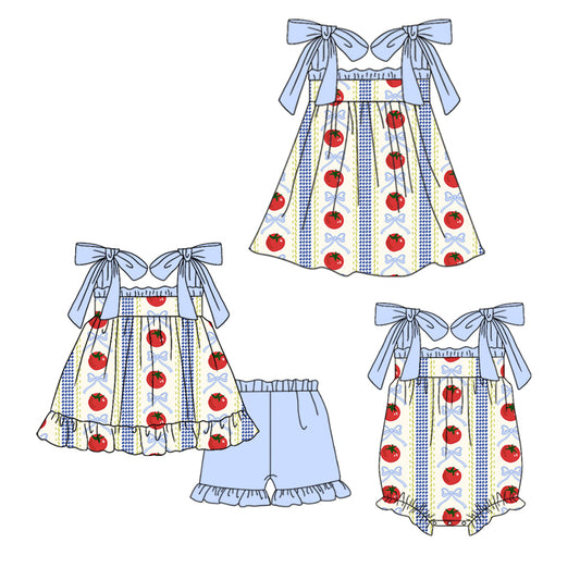 25.11.18 custom each style moq 5 eta 6-8week Sibling Sister bow baby short sleeve shorts sets and romper and dress match design